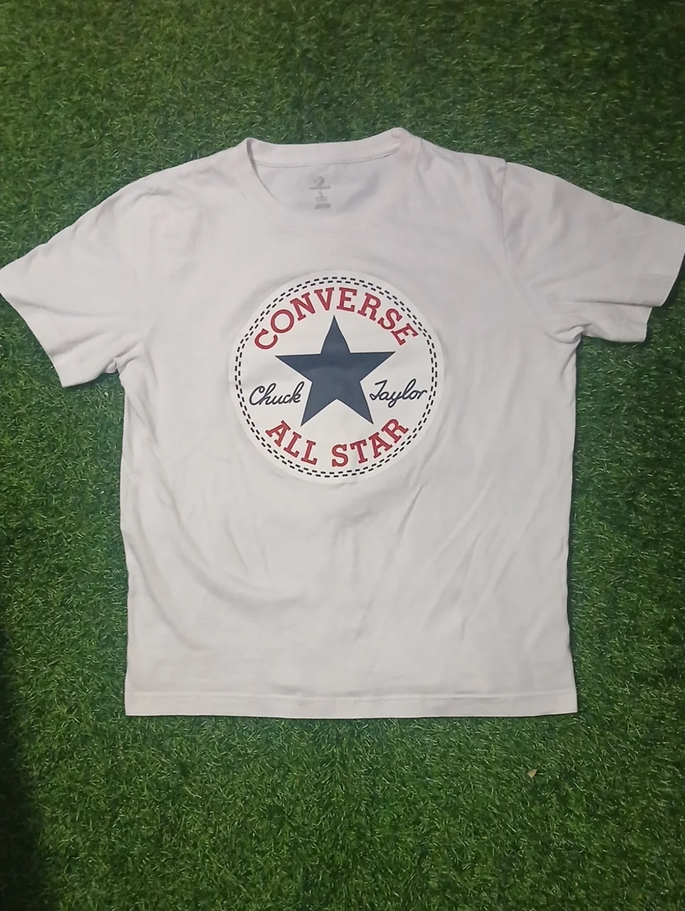 Converse White Tee with Navy Star and Red Logo